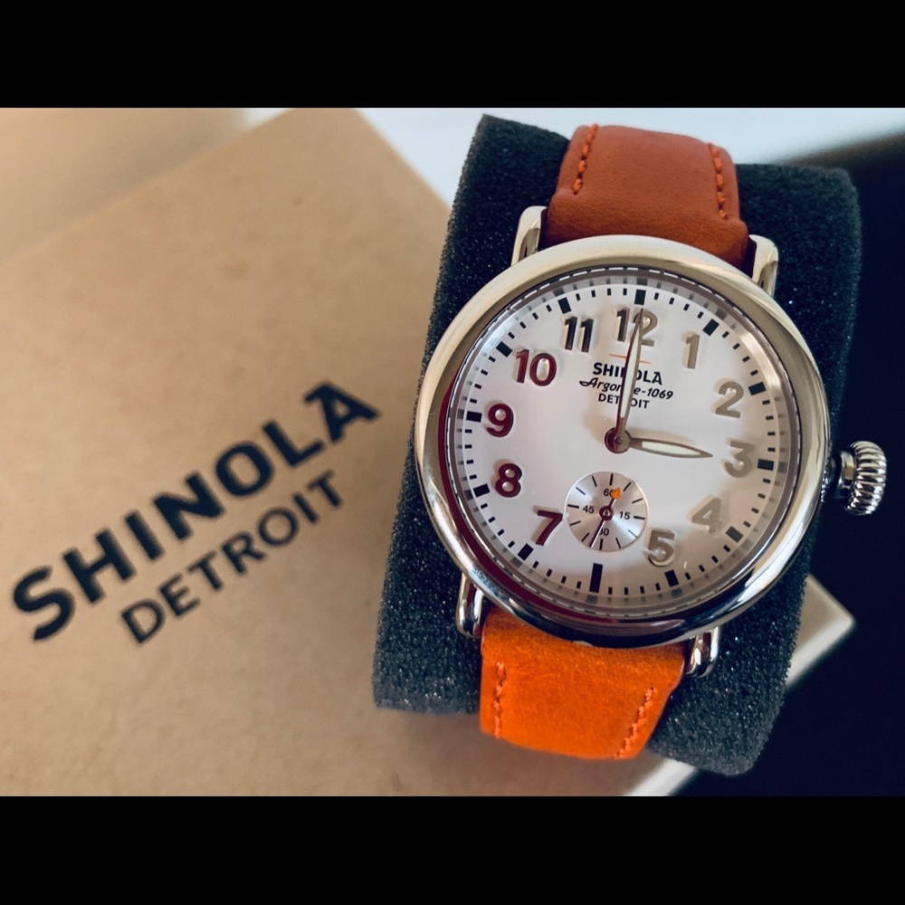 NWT Shinola Runwell 36mm Watch (orange)